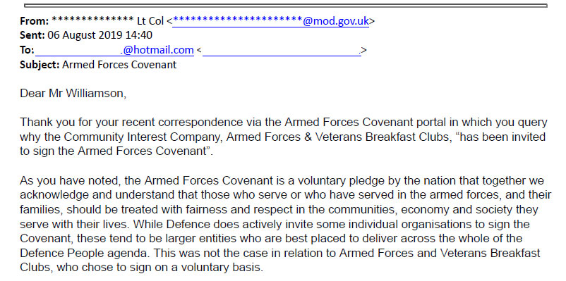 MOD Deny AFVBC.net was asked to sign the Covenant